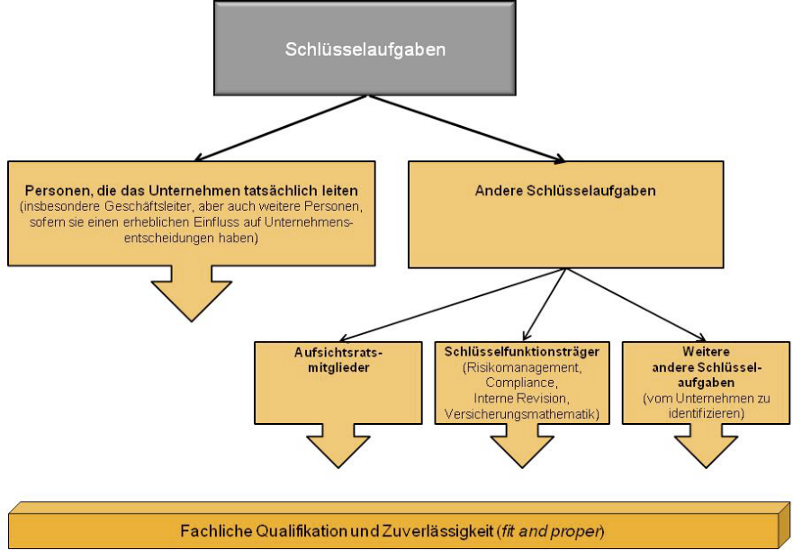 Abbildung: Schlüsselaufgaben im Aufsichtssystem unter Solvency II